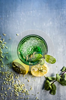Fennel,variyali or Foeniculum vulgare juice/shrbat with sliced lemons,Citrus ÃÆÃ¢â¬â limon photo